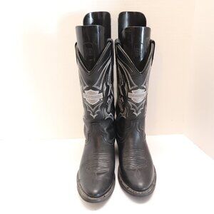 Harley-Davidson Black Leather Cowboy Western Style Men's Boots Size 5.5